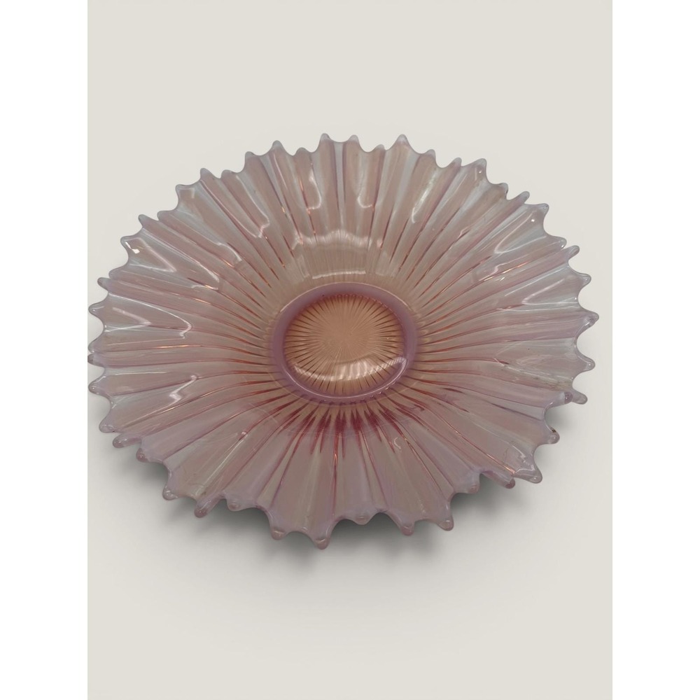 Vintage Fostoria Heirloom Pink Opalescent Bowl, Mid-Century Modern Fluted Glass